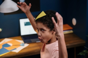 photo of a boy fooling around