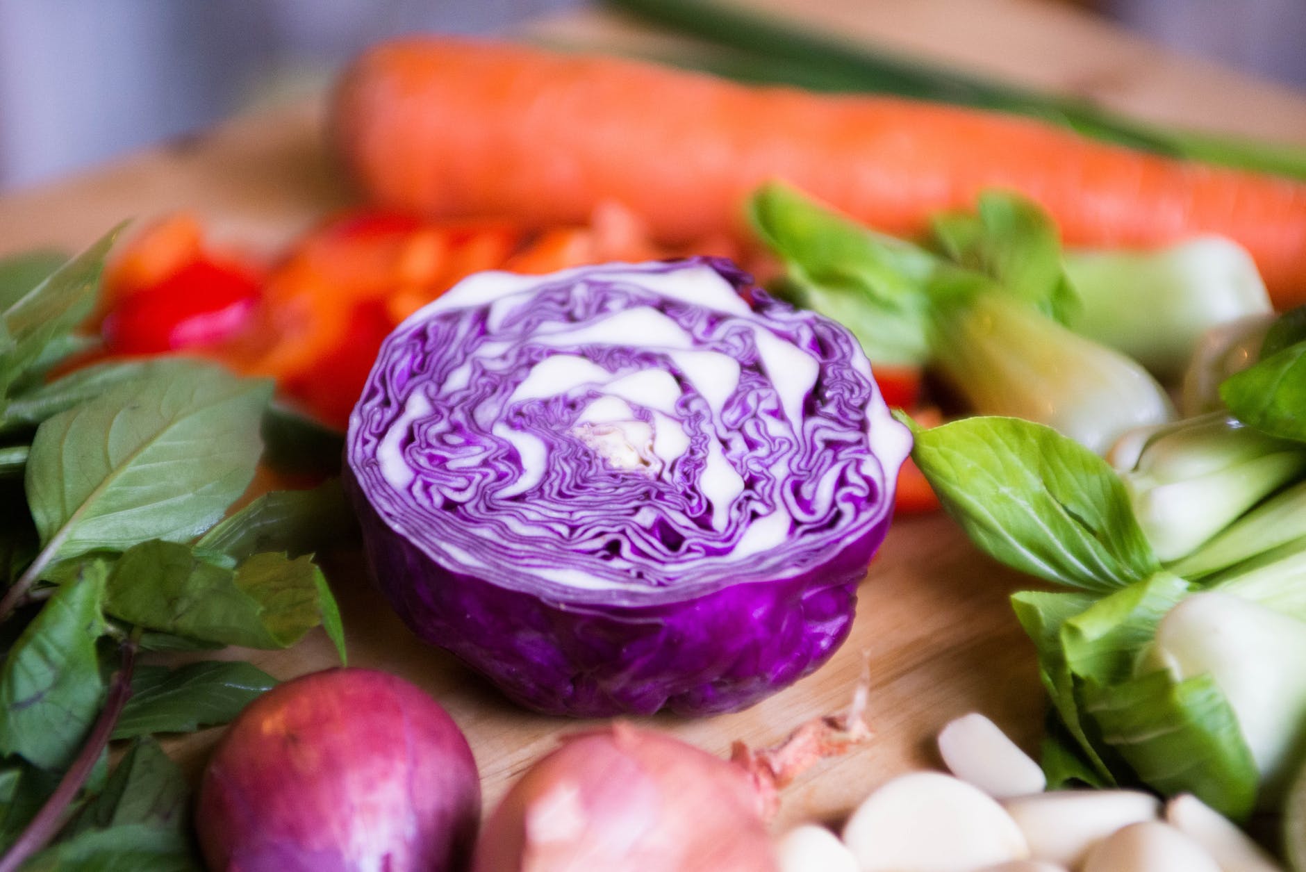 sliced purple cabbage