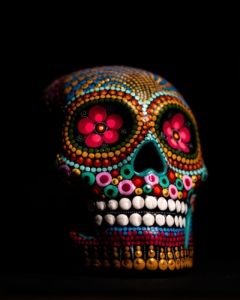 multicolored skull decor