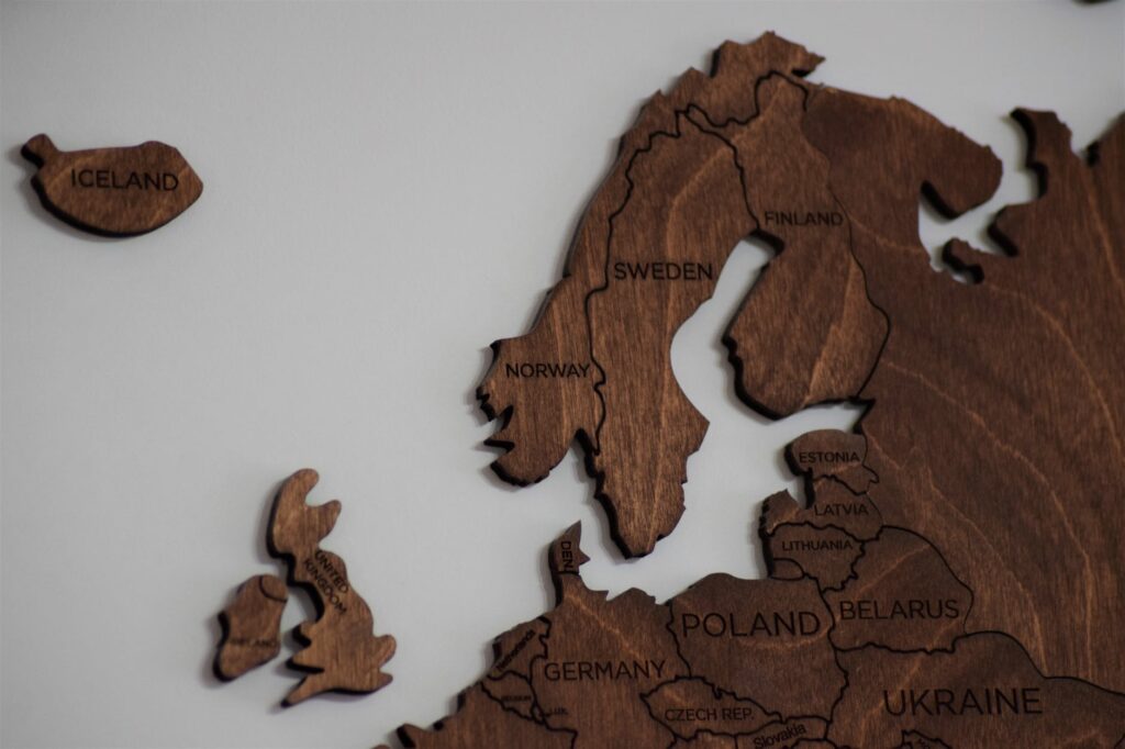 wooden map of europe