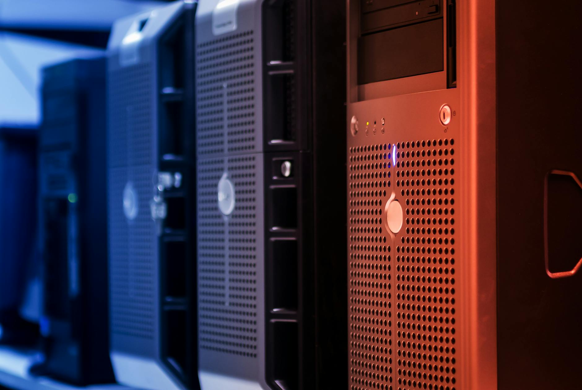 line of pc towers